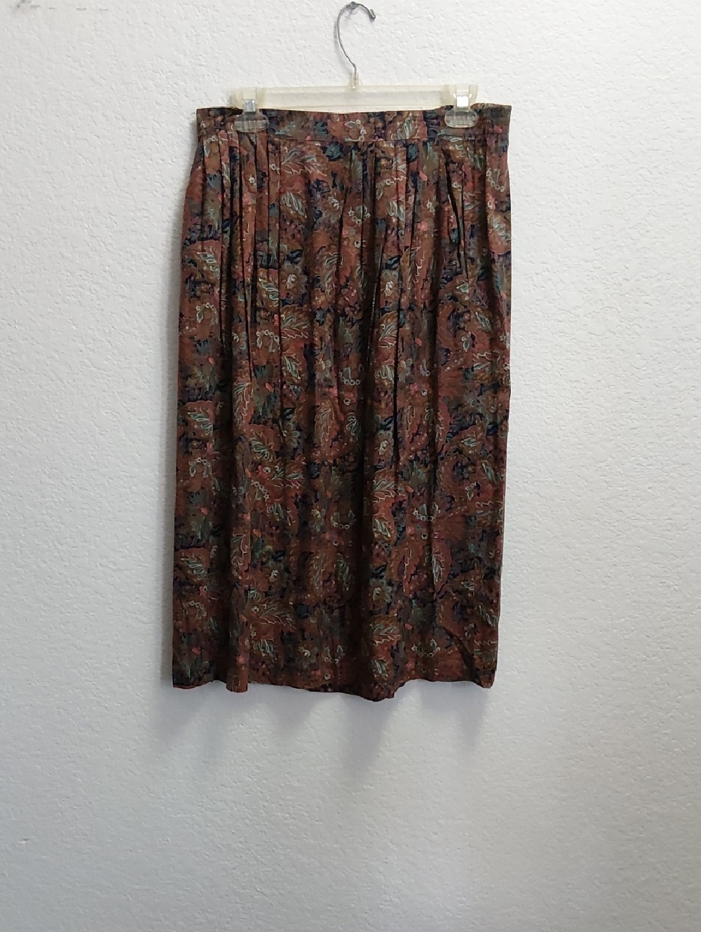 Marc Anthony Brown Floral Midi Skirt with Multicolor Print